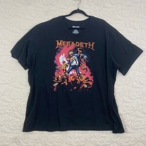 Megadeth Vic Rattlehead Graphic T-Shirt Mens 4XL Black Short Sleeve Cotton Blend